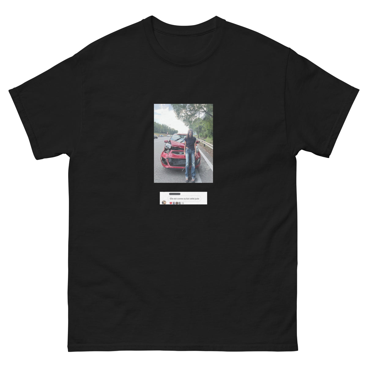 T-shirt CrashGirl noir, face avant — Wackytee