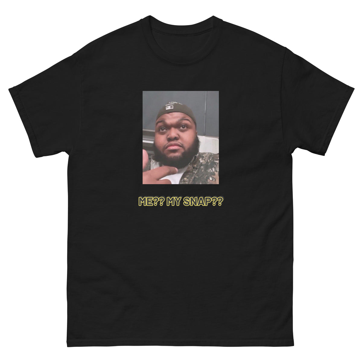 T-shirt Me?? My Snap?? noir, face avant — Wackytee