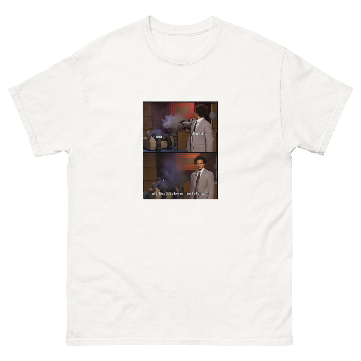 T-shirt All Humans blanc, face avant — Wackytee