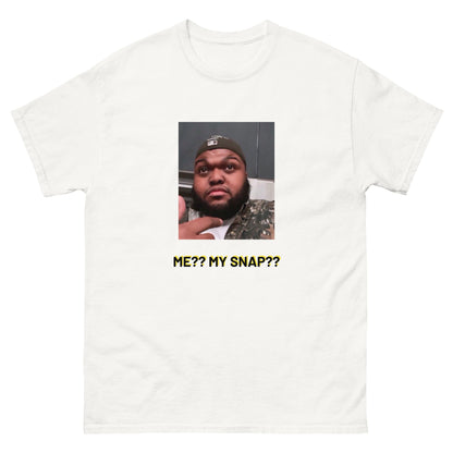 T-shirt Me?? My Snap?? blanc, face avant — Wackytee
