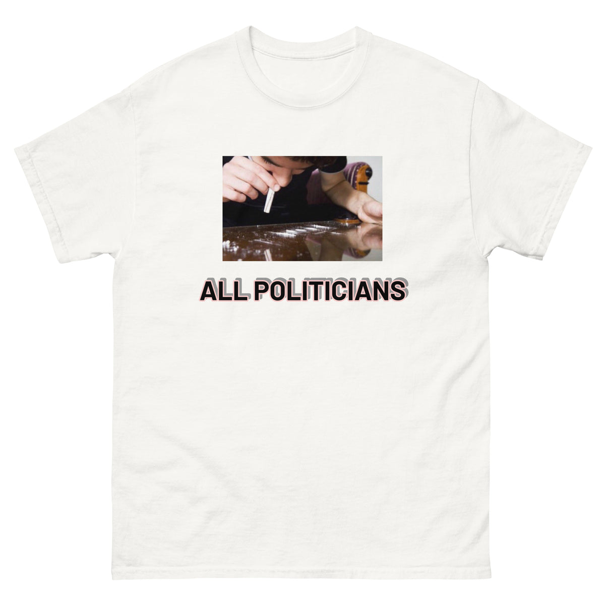 T-shirt All Politicians blanc, face avant — Wackytee