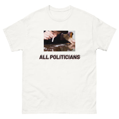 T-shirt All Politicians blanc, face avant — Wackytee