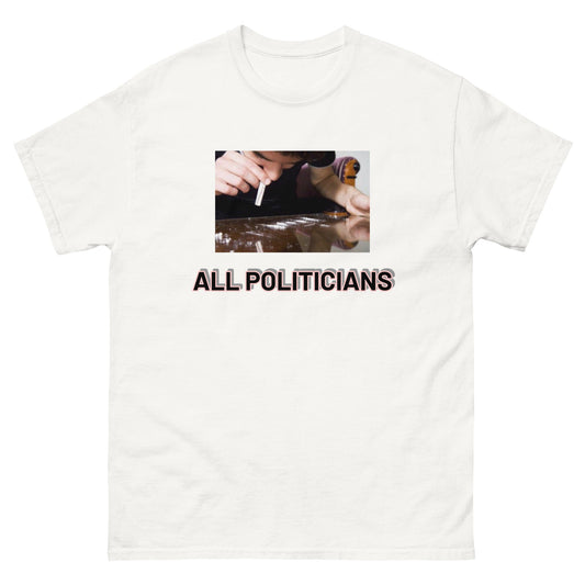T-shirt All Politicians blanc, face avant — Wackytee